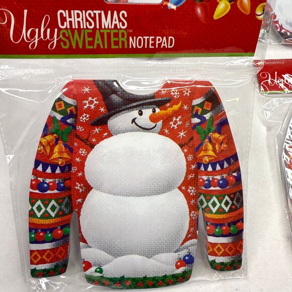 Lot of 4 CrownJewlz Ugly Christmas Sweater Notepads New - Picture 4 of 7